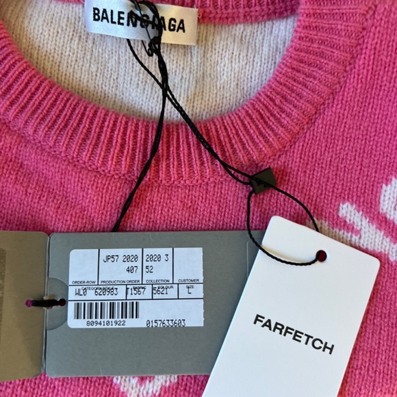 BALENCIAGA PINK WOOL SWEATER SIZE LARGE L NWT - Picture 5 of 11